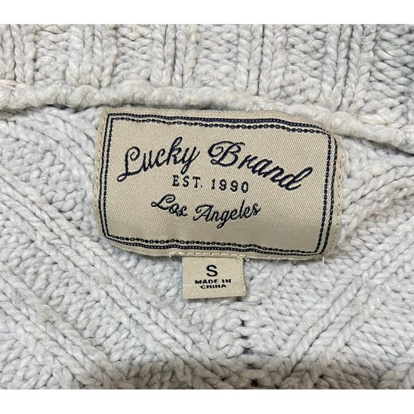 Lucky Brand Womens Small Cream Wool Blend Double Breasted Shawl Cardigan Sweater - Picture 6 of 16